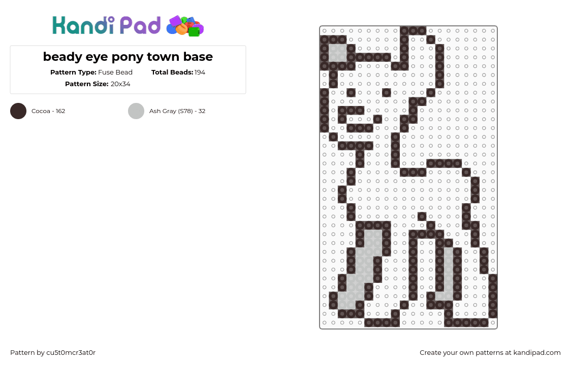 beady eye pony town base - Fuse Bead Pattern by cu5t0mcr3at0r on Kandi Pad - 