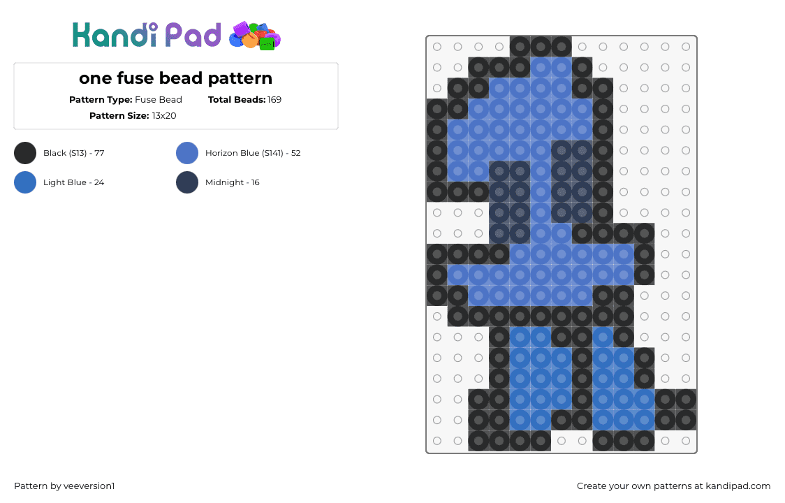 one fuse bead pattern - Fuse Bead Pattern by veeversion1 on Kandi Pad - one,bfdi,battle for dream island,character,animation,tv show,blue