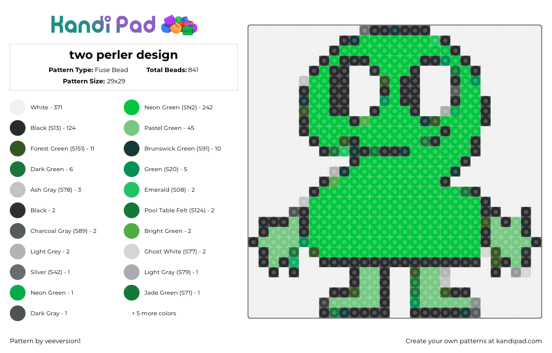 two perler design - Fuse Bead Pattern by veeversion1 on Kandi Pad - 