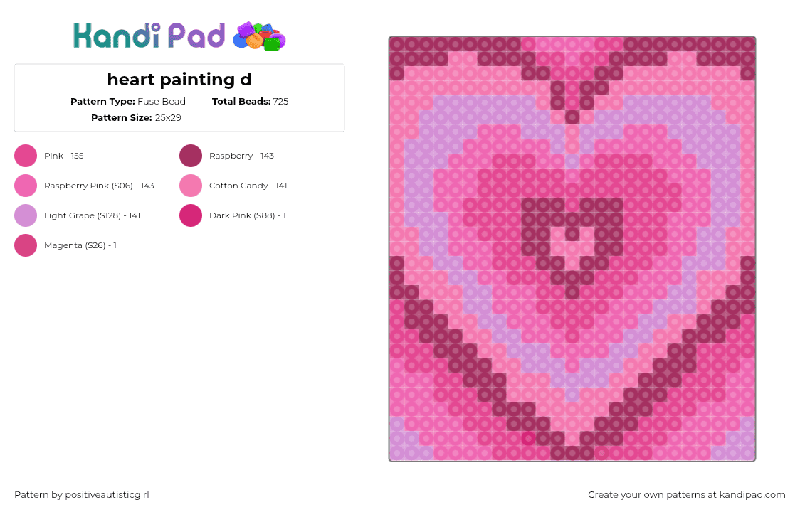 heart painting d - Fuse Bead Pattern by positiveautisticgirl on Kandi Pad - 