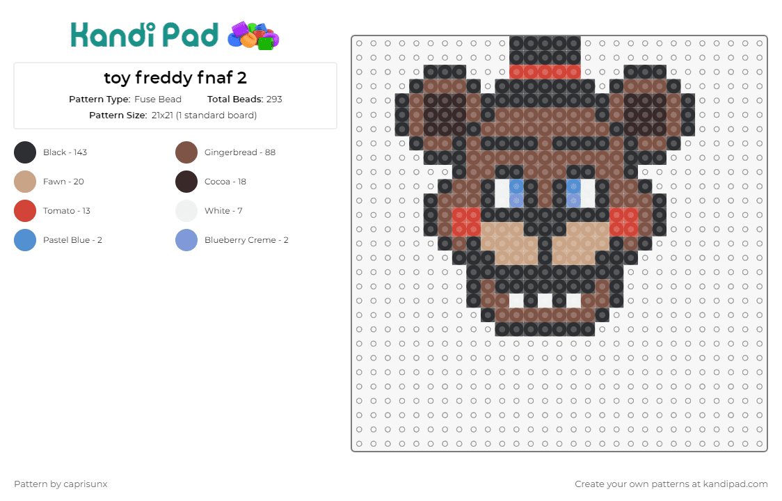 Withered Freddy FNAF2 21 X 23 Perler Bead Pattern