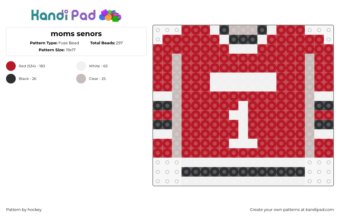 moms senors - Fuse Bead Pattern by hockey on Kandi Pad - jersey,hockey,clothing,1,sports,red,white