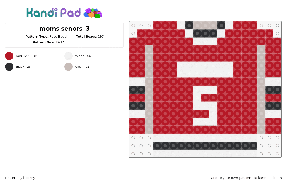 moms senors  3 - Fuse Bead Pattern by hockey on Kandi Pad - jersey,hockey,clothing,5,sports,red,white