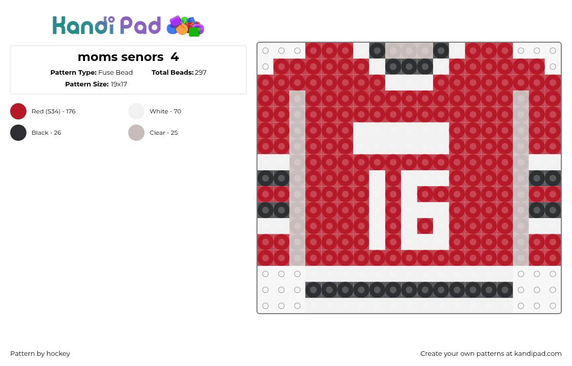 moms senors  4 - Fuse Bead Pattern by hockey on Kandi Pad - jersey,hockey,clothing,16,sports,red,white