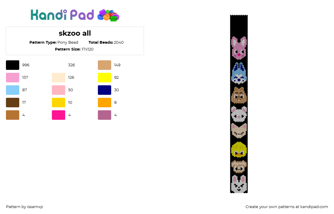 skzoo all - Pony Bead Pattern by issamxp on Kandi Pad - skzoo,stray kids,band,kpop,music,characters,colorful,black