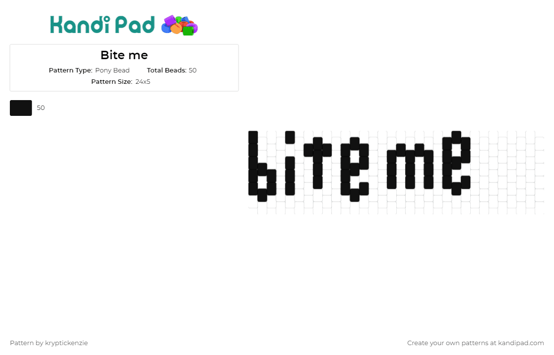 Bite me - Pony Bead Pattern by kryptickenzie on Kandi Pad - bdsm,kink,cuff