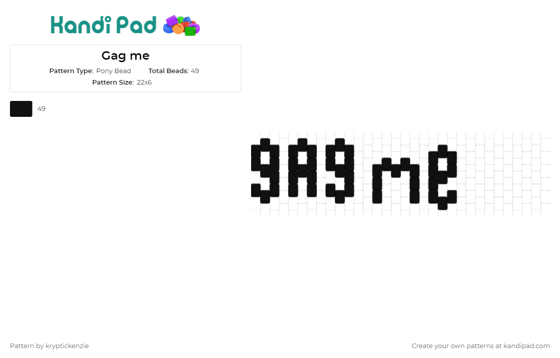 Gag me - Pony Bead Pattern by kryptickenzie on Kandi Pad - bdsm,kink,cuff,nsfw