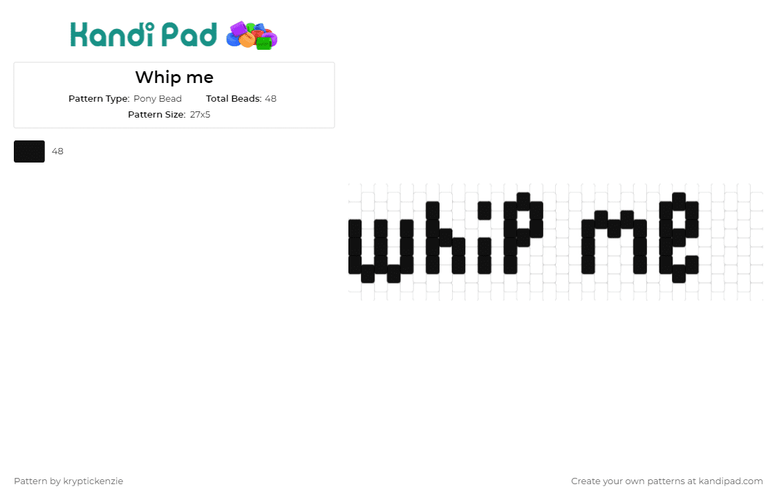 Whip me - Pony Bead Pattern by kryptickenzie on Kandi Pad - bdsm,kink,cuff,nsfw