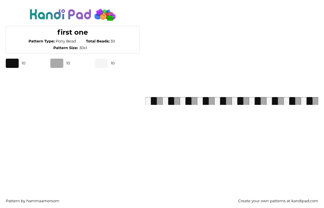 first one - Pony Bead Pattern by hammaamersom on Kandi Pad - simple,single,bracelet,grayscale