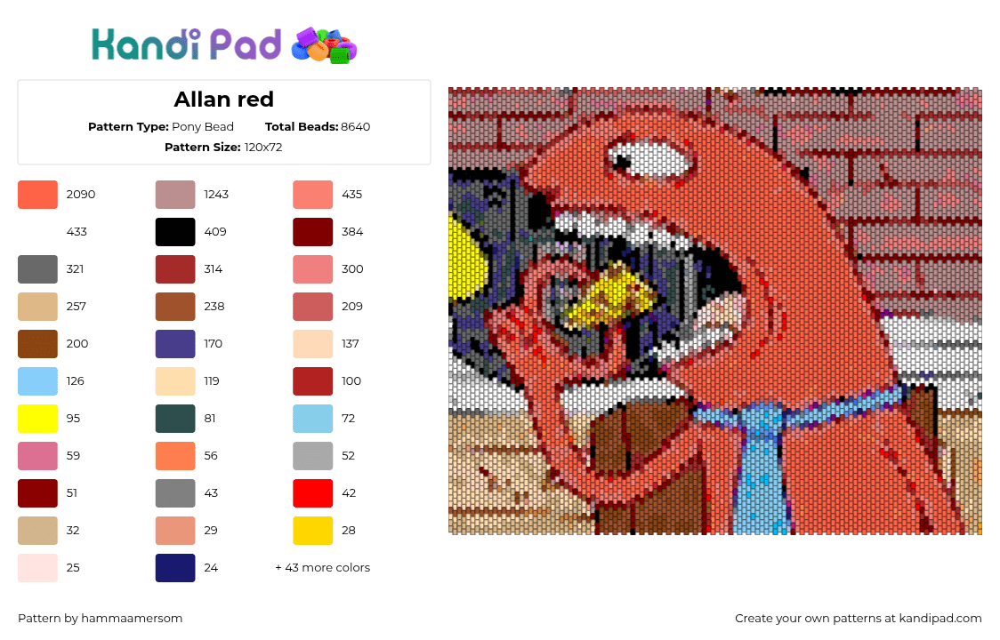 Allan red - Pony Bead Pattern by hammaamersom on Kandi Pad - 