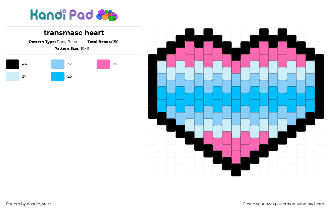 transmasc heart - Pony Bead Pattern by doodle_starz on Kandi Pad - hearts,outline,template,simple,black