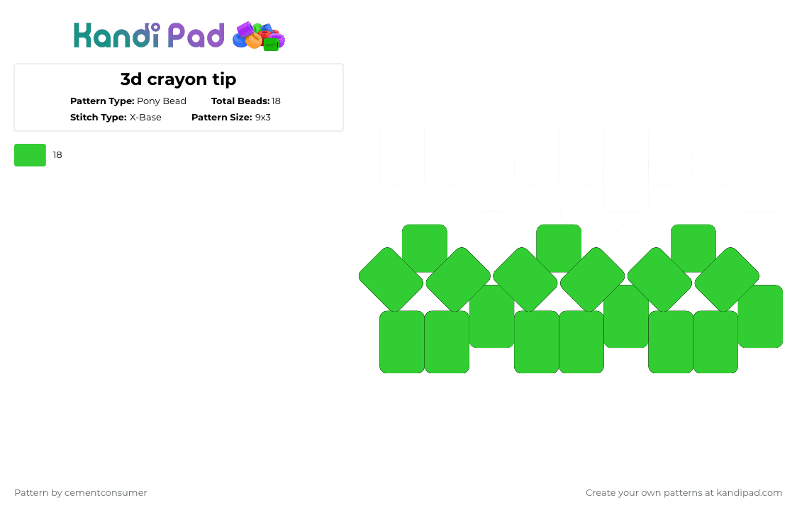 3d crayon tip - Pony Bead Pattern by cementconsumer on Kandi Pad - green