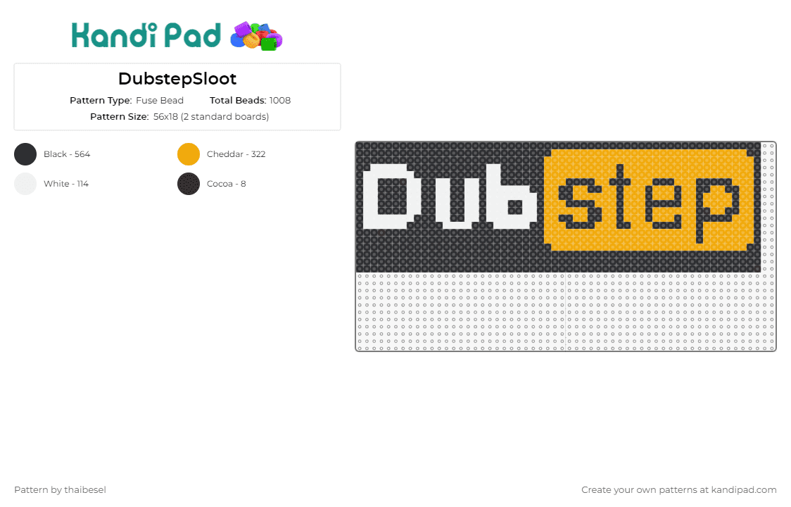 DubstepSloot - Fuse Bead Pattern by thaibesel on Kandi Pad - dubstep,music,edm,dj,rhythm,bold,eye-catching,culture,beats,dance,black,orange
