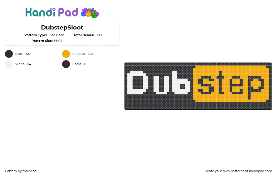 DubstepSloot - Fuse Bead Pattern by thaibesel on Kandi Pad - dubstep,music,edm,dj,rhythm,bold,culture,beats,dance,black,orange