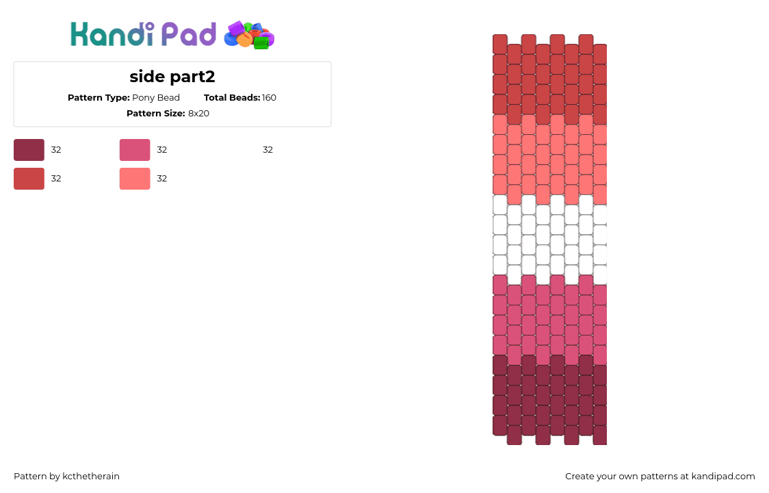 side part2 - Pony Bead Pattern by kcthetherain on Kandi Pad - 