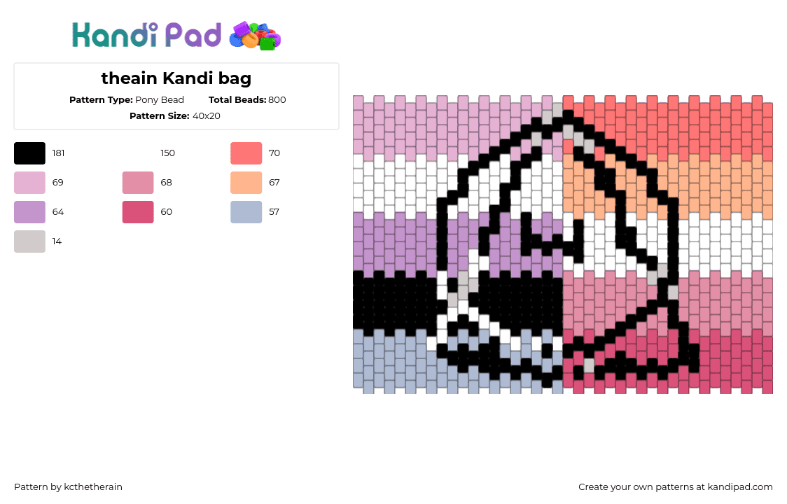 theain Kandi bag - Pony Bead Pattern by kcthetherain on Kandi Pad - therian,pride,bag,panel,pink,purple