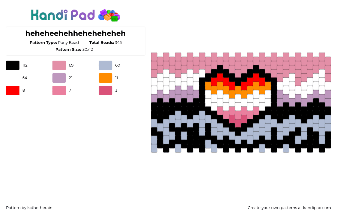 heheheehehheheheheheh - Pony Bead Pattern by kcthetherain on Kandi Pad - pink