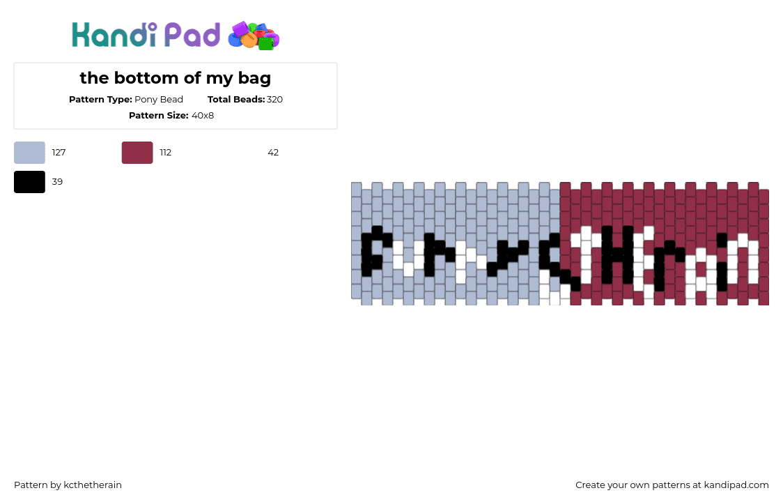 the bottom of my bag - Pony Bead Pattern by kcthetherain on Kandi Pad - 