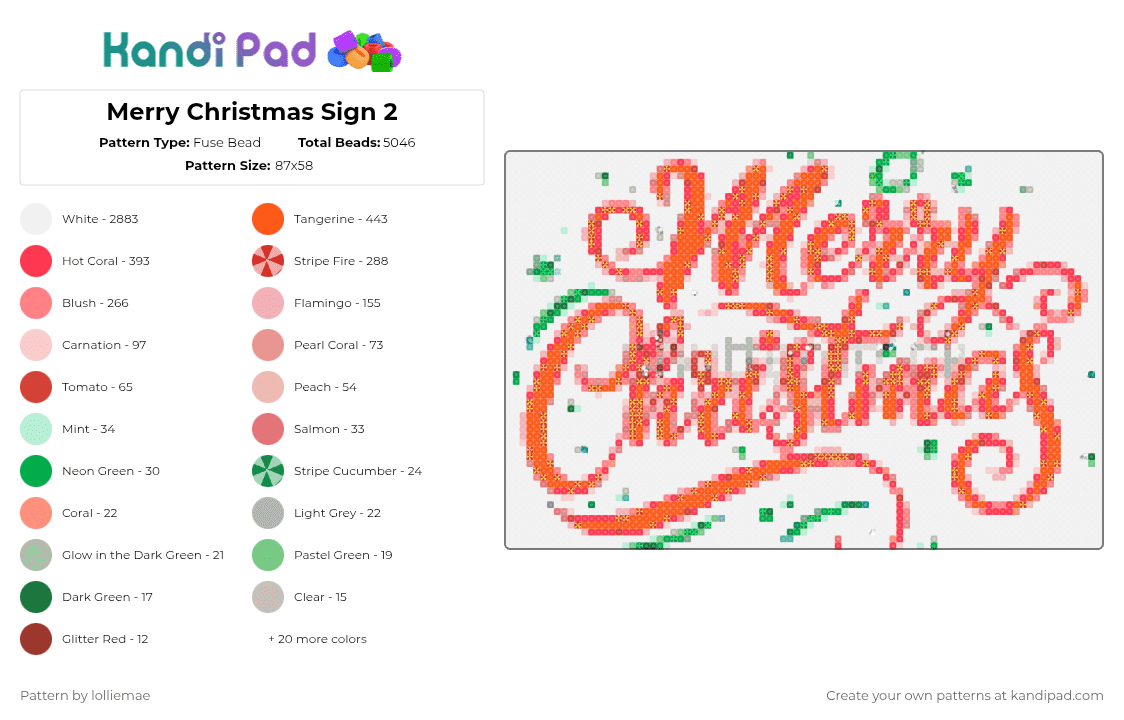Sign Off Pattern Christmas Merry Christmas Sign 2 Fuse Bead Pattern - Kandi Pad | Kandi Patterns ...