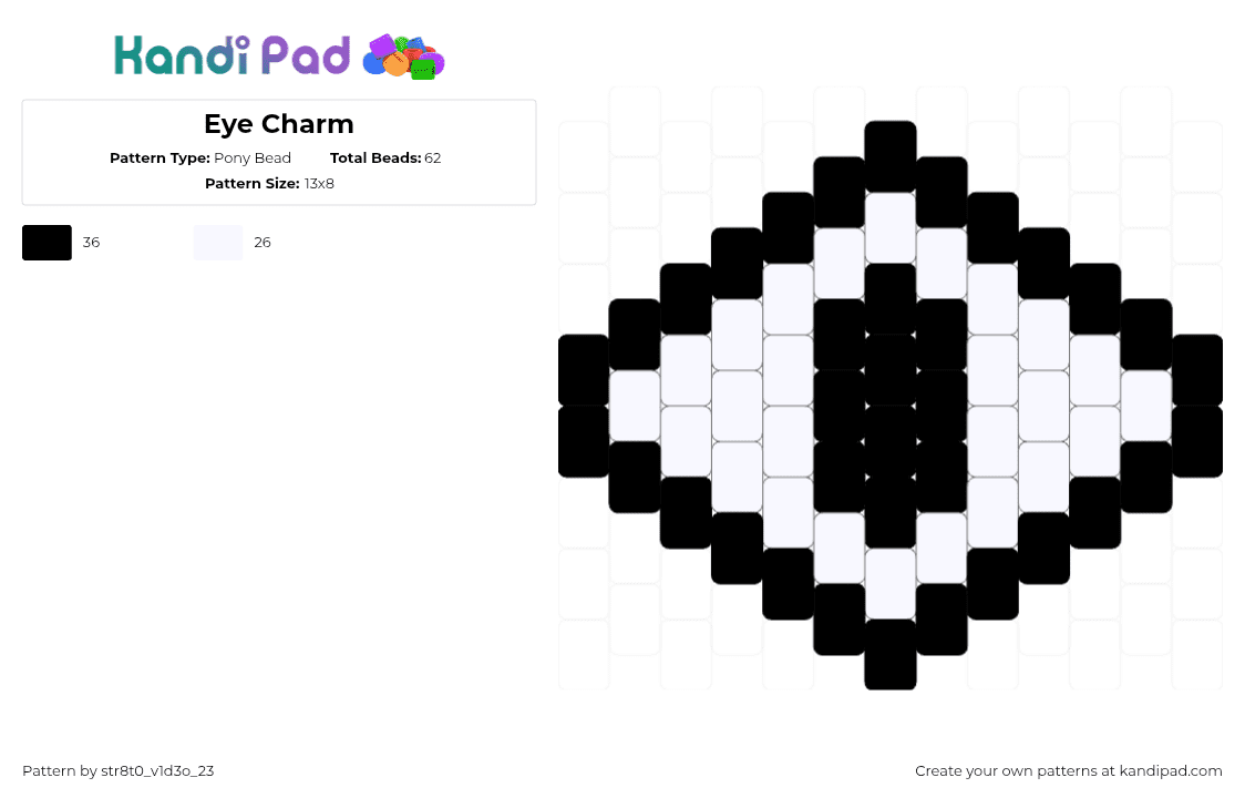 Eye Charm - Pony Bead Pattern by str8t0_v1d3o_23 on Kandi Pad - 