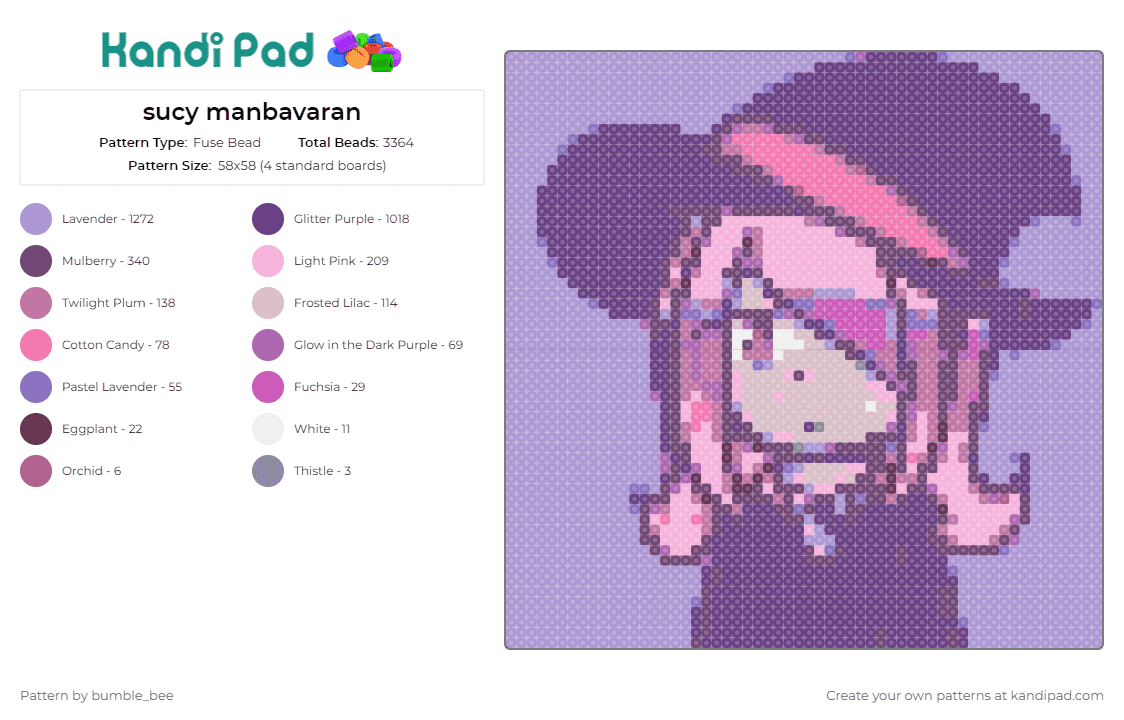 sucy manbavaran - Fuse Bead Pattern by bumble_bee on Kandi Pad - sucy manbavaran,little witch academia,witch,anime