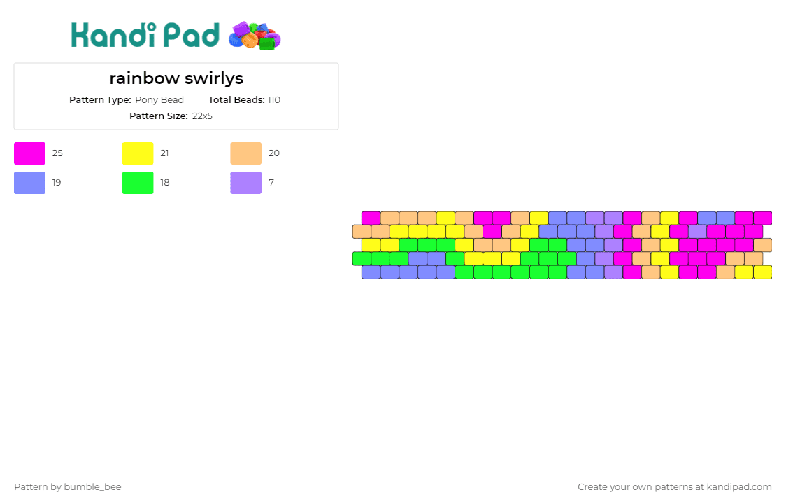 rainbow swirlys - Pony Bead Pattern by bumble_bee on Kandi Pad - colorful,cuff