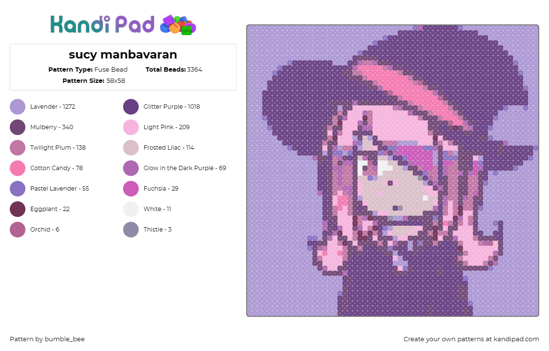 sucy manbavaran - Fuse Bead Pattern by bumble_bee on Kandi Pad - sucy manbavaran,little witch academia,witch,anime