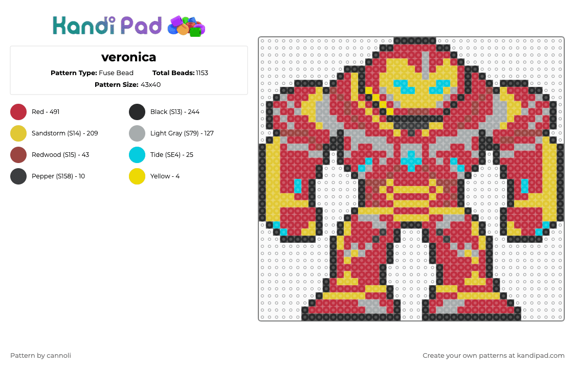 veronica - Fuse Bead Pattern by cannoli on Kandi Pad - red,yellow,age of ultron,iron man