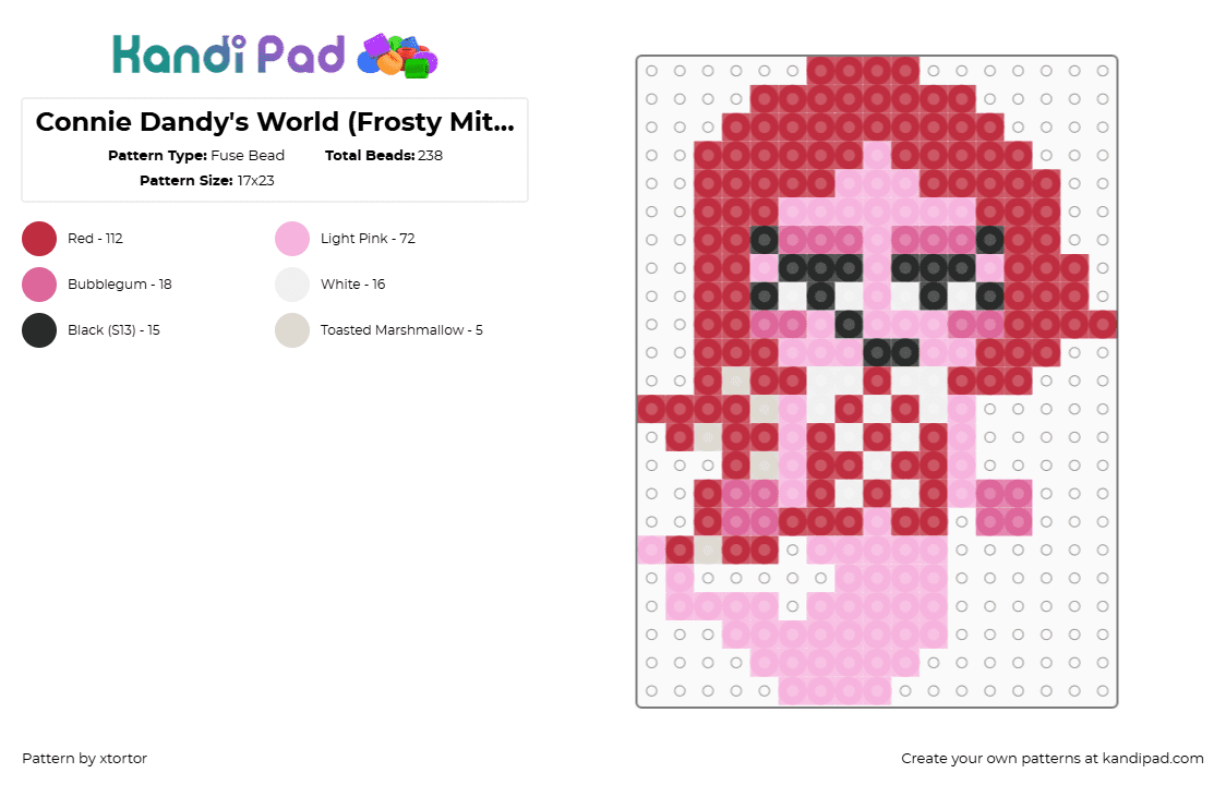 Connie Dandy\'s World (Frosty Mittens) - Fuse Bead Pattern by xtortor on Kandi Pad - connie,dandys world,character,video game,pink