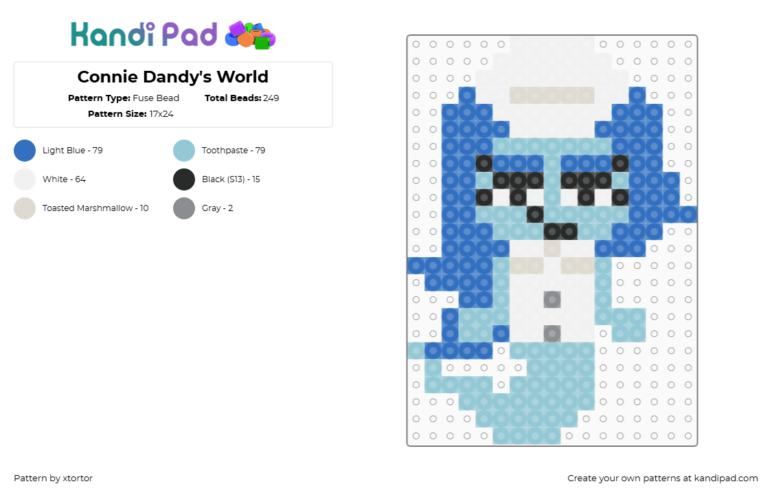 Connie Dandy\'s World - Fuse Bead Pattern by xtortor on Kandi Pad - connie,dandys world,character,video game,light blue,white