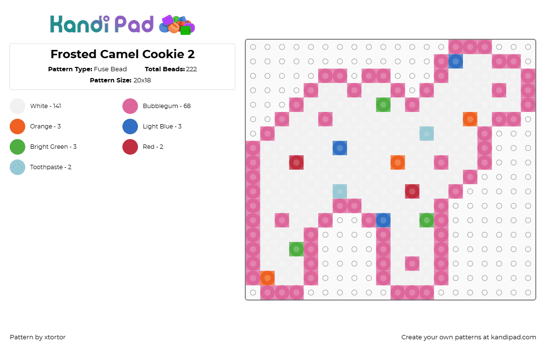 Frosted Camel Cookie 2 - Fuse Bead Pattern by xtortor on Kandi Pad - white,pink