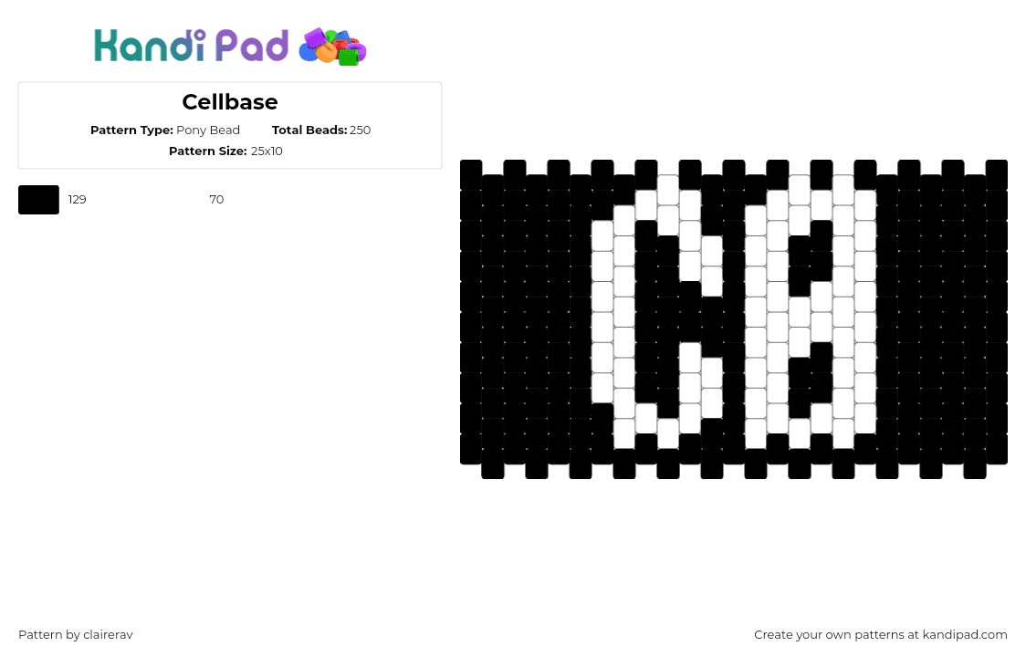 Cellbase - Pony Bead Pattern by clairerav on Kandi Pad - 