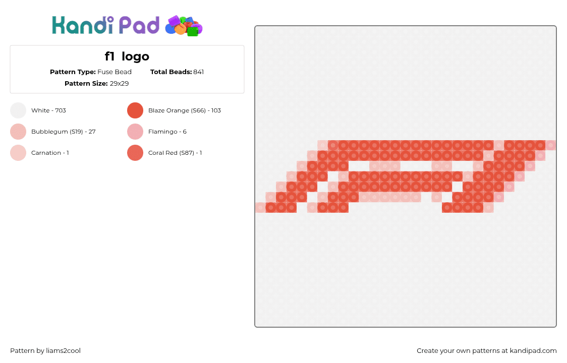 f1  logo - Fuse Bead Pattern by liams2cool on Kandi Pad - 