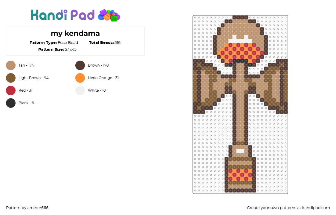 my kendama - Fuse Bead Pattern by aminer666 on Kandi Pad - brown,tan,beige