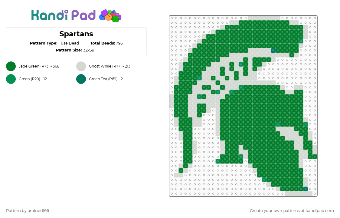 Spartans - Fuse Bead Pattern by aminer666 on Kandi Pad - green