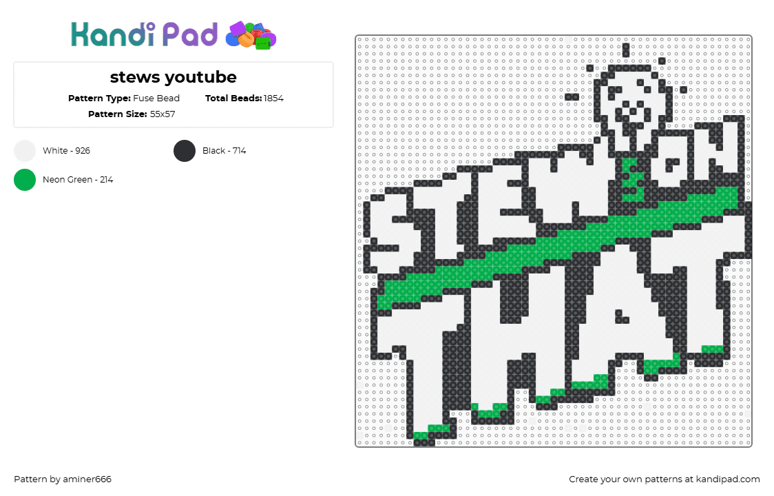 stews youtube - Fuse Bead Pattern by aminer666 on Kandi Pad - stew on that,stews,youtube,logo,text,white,green