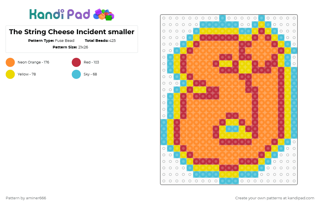 The String Cheese Incident smaller - Fuse Bead Pattern by aminer666 on Kandi Pad - orange,red