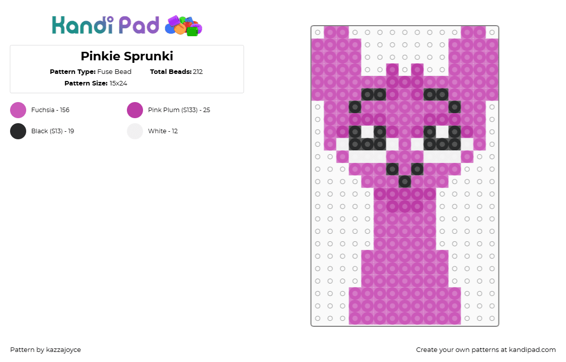 Pinkie Sprunki - Fuse Bead Pattern by kazzajoyce on Kandi Pad - pinki,sprunki,incredibox,character,video game,pink