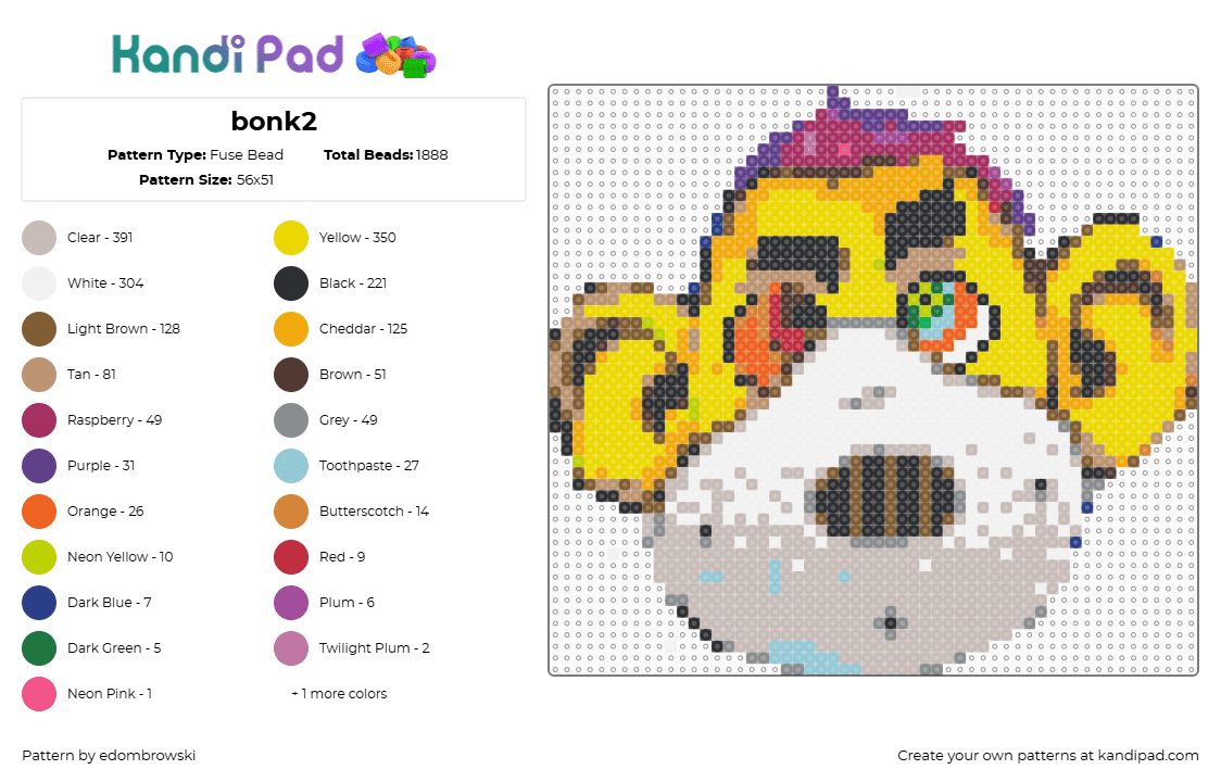 bonk2 - Fuse Bead Pattern by edombrowski on Kandi Pad - 