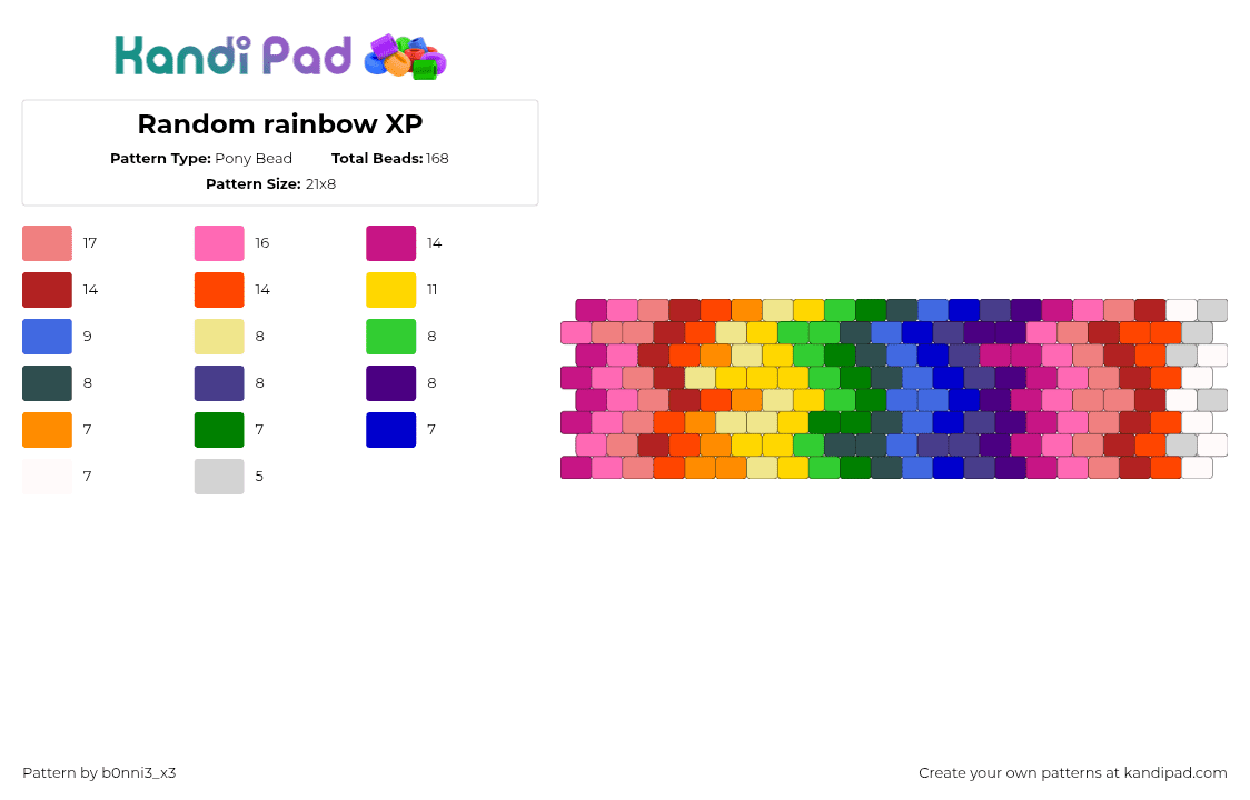 Random rainbow XP - Pony Bead Pattern by b0nni3_x3 on Kandi Pad - random,colorful,cuff