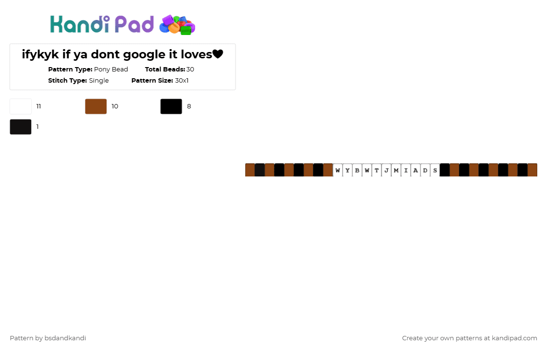 ifykyk if ya dont google it loves❤ - Pony Bead Pattern by xanderthemackerel on Kandi Pad - red,white