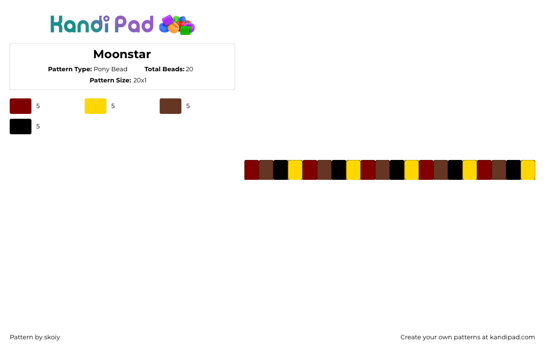 Moonstar - Pony Bead Pattern by skoiy on Kandi Pad - gryffindor,harry potter,single,bracelet,brown,yellow