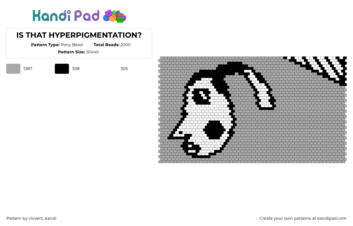 IS THAT HYPERPIGMENTATION? - Pony Bead Pattern by cloverz_kandi on Kandi Pad - hyperpigmentation,meme,face,panel,gray,white