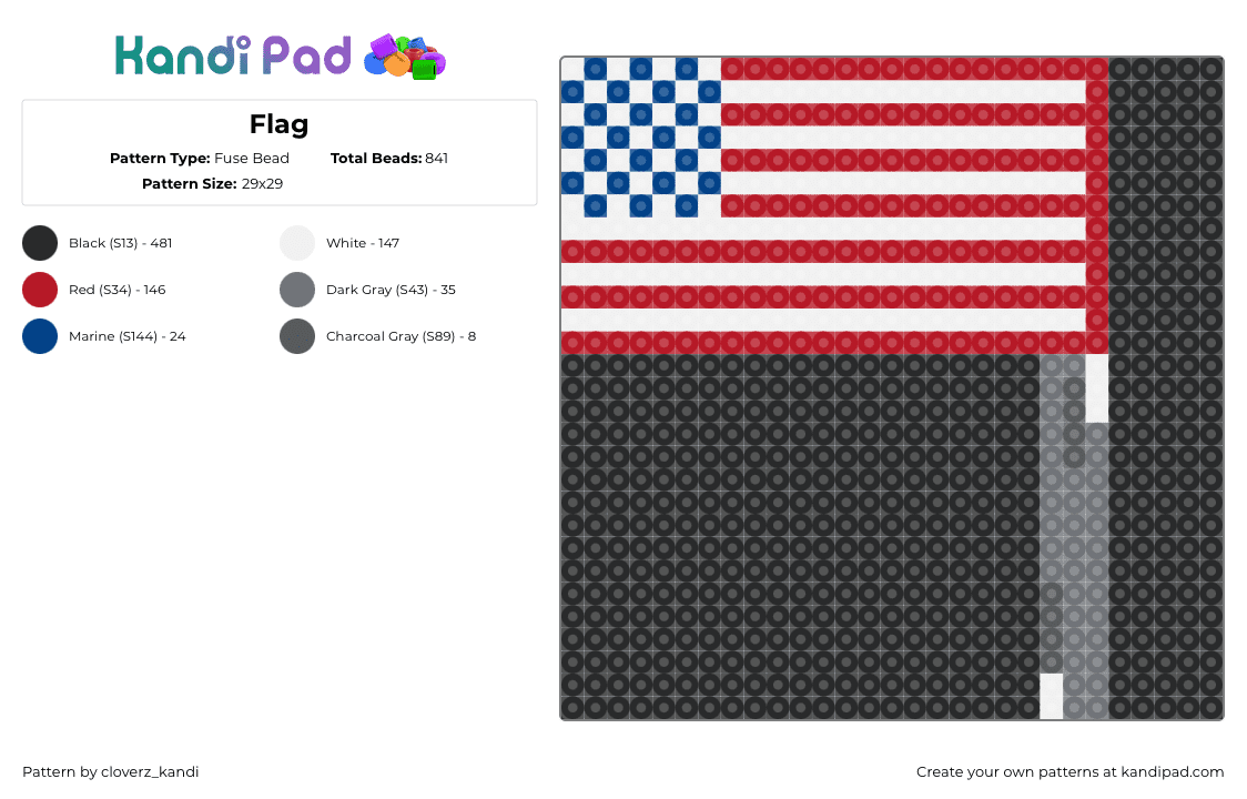 Flag - Fuse Bead Pattern by cloverz_kandi on Kandi Pad - 