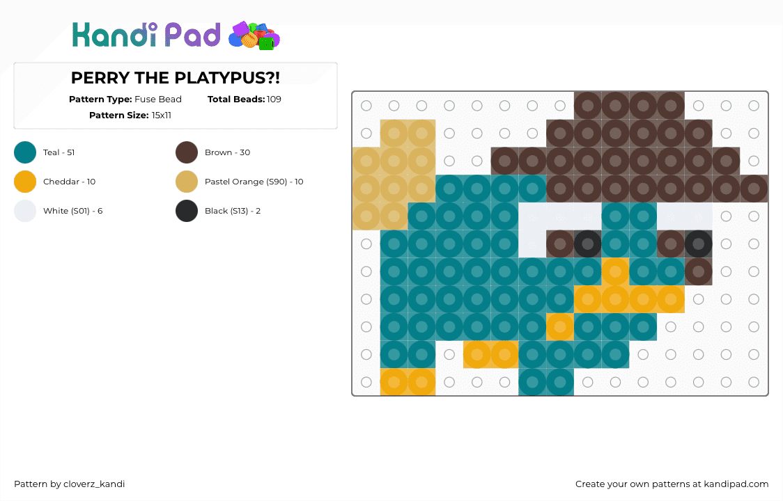 PERRY THE PLATYPUS?! - Fuse Bead Pattern by f3lix_1sw31rd on Kandi Pad - teal