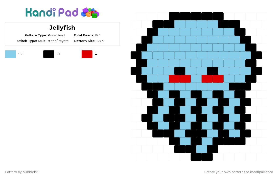 Jellyfish - Pony Bead Pattern by bubblebri on Kandi Pad - light blue,jellyfish,animal,sea,ocean