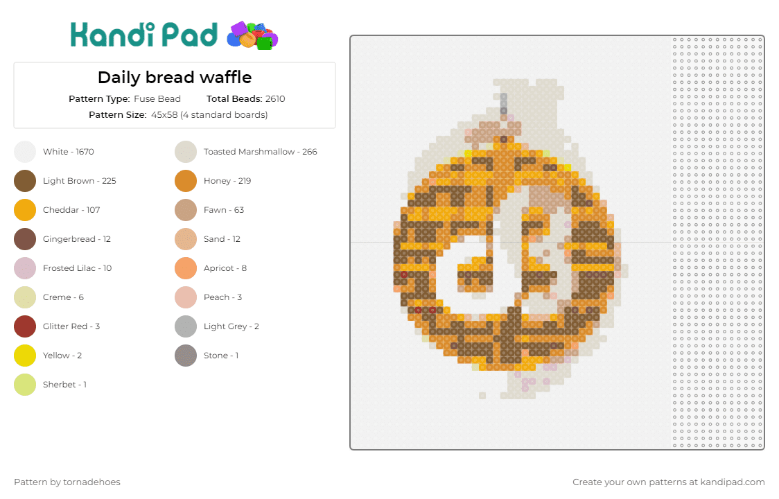 Daily bread waffle - Fuse Bead Pattern by tornadehoes on Kandi Pad - daily bread,dj,music,waffle,food,art,distinctive,gold