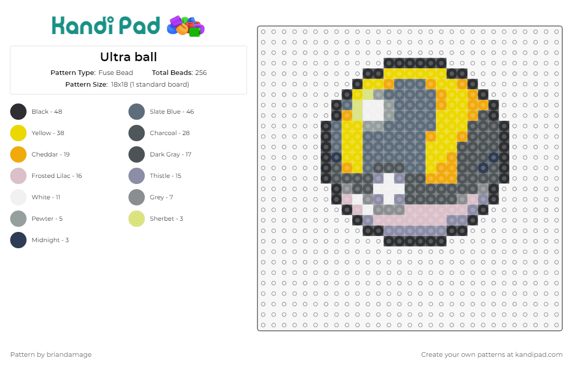 Ultra ball - Fuse Bead Pattern by briandamage on Kandi Pad - pokeball,ultra ball,pokemon