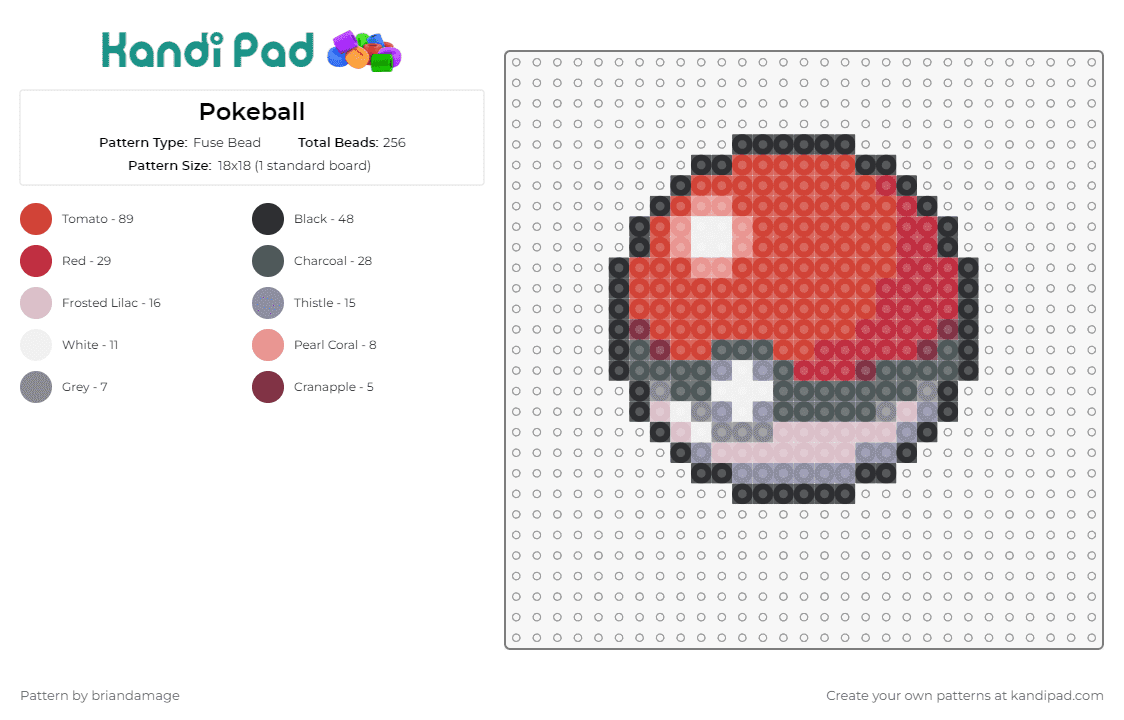 Pokeball - Fuse Bead Pattern by briandamage on Kandi Pad - pokeball,pokemon
