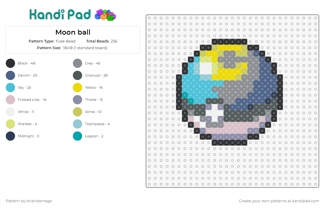Moon ball - Fuse Bead Pattern by briandamage on Kandi Pad - pokeball,moon ball,pokemon